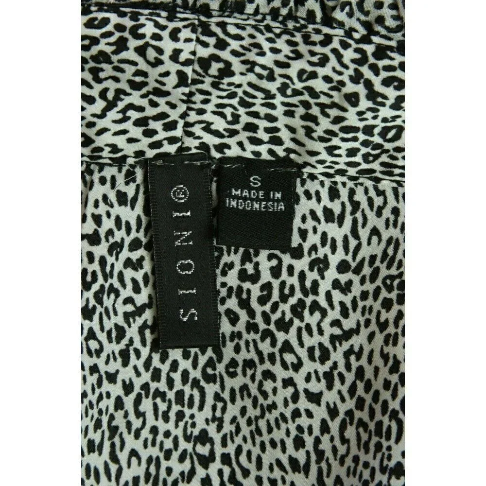 Sioni Top Leopard Print Ruffles Sleeveless Womens small